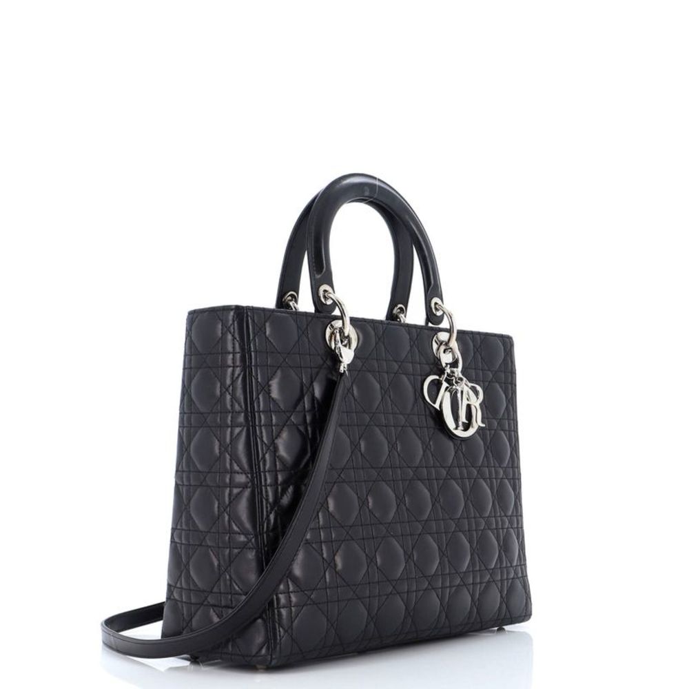 Christian Dior Vintage Lady Dior Bag Cannage Quilt Lambskin Large Black - Picture 2 of 9